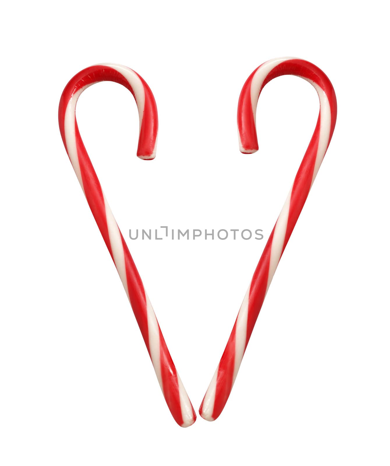 heart from lollipop canes isolated on white