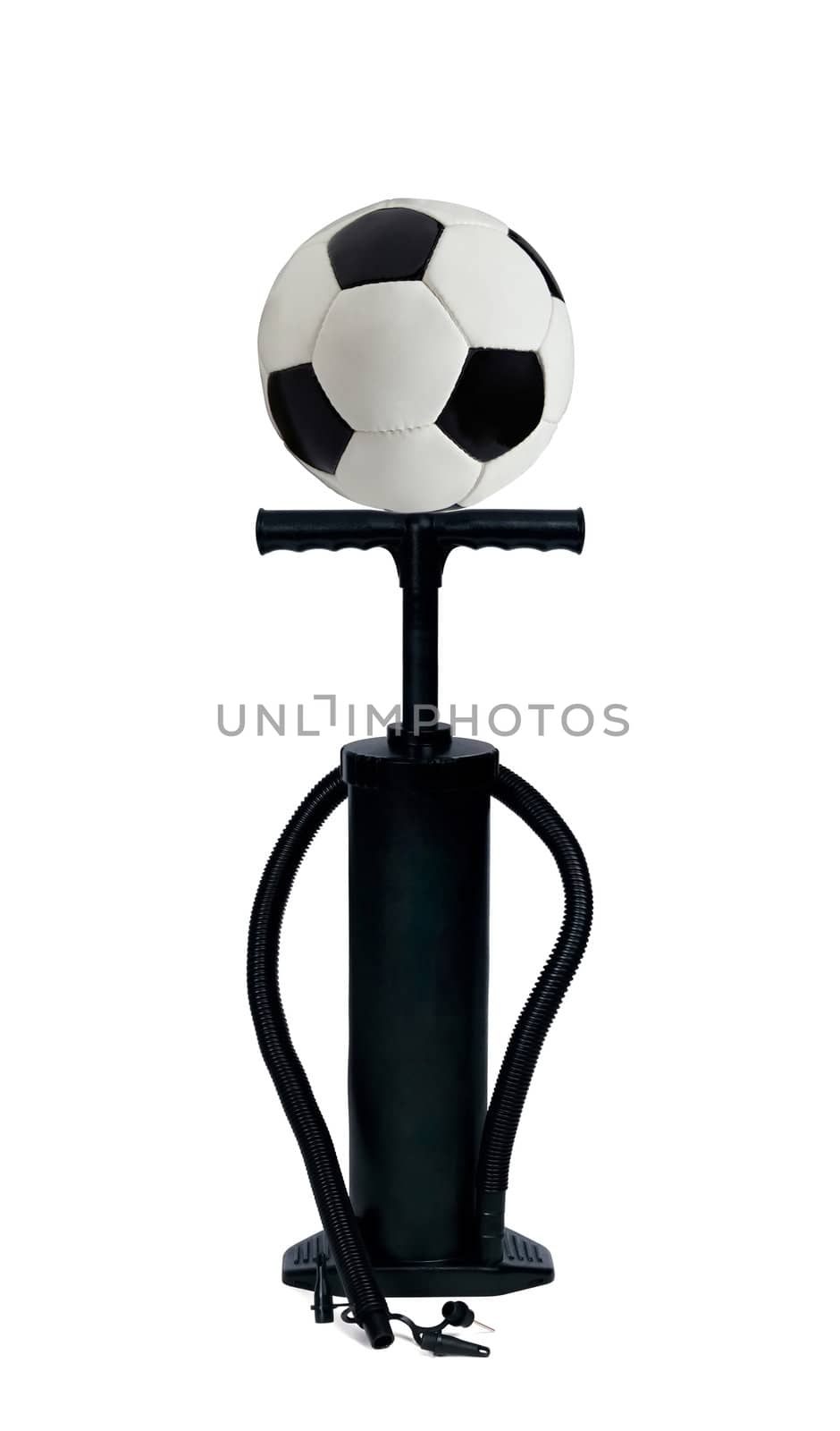 pump and football ball isolated on white background