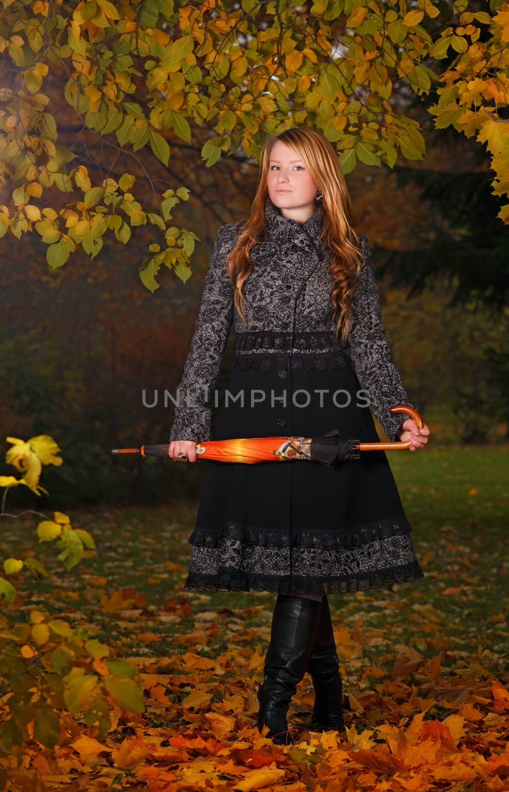 girl in autumn forest by petr_malyshev