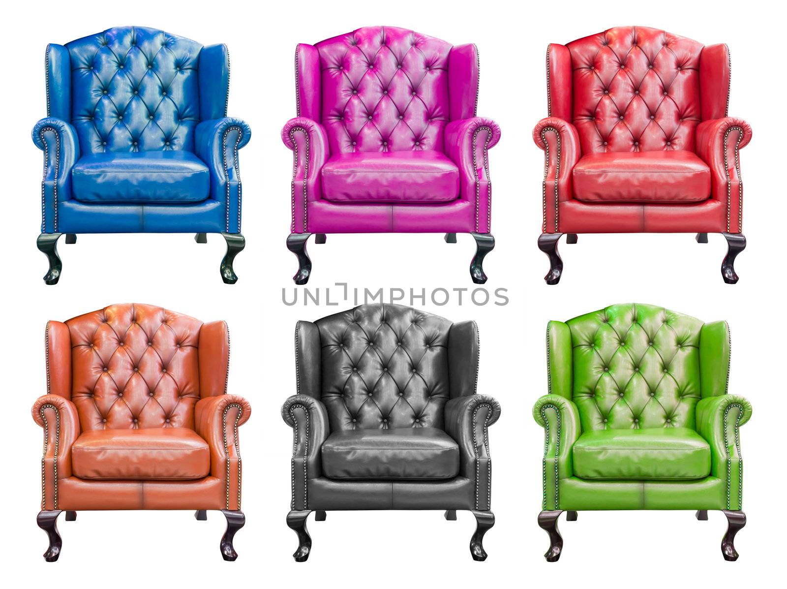 collection of luxury armchair isolated with clipping path