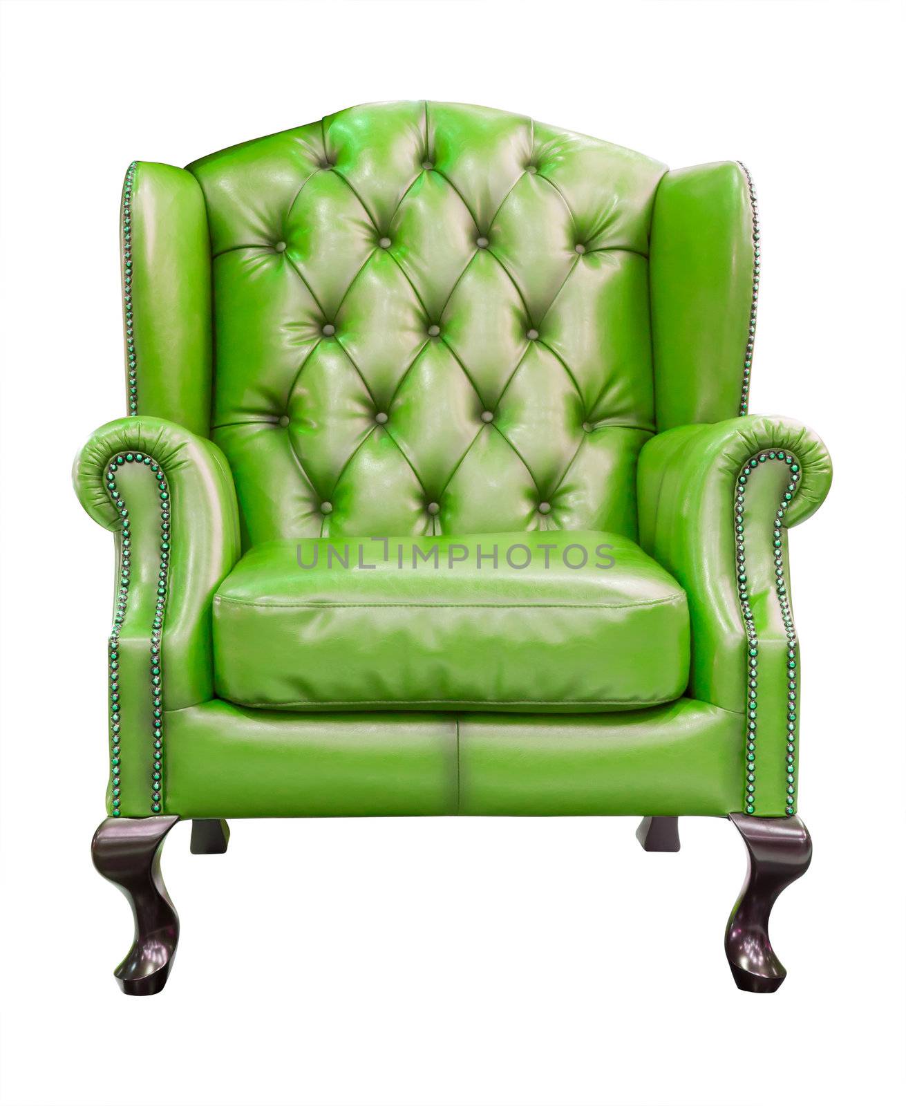 green luxury armchair isolated with clipping path by tungphoto