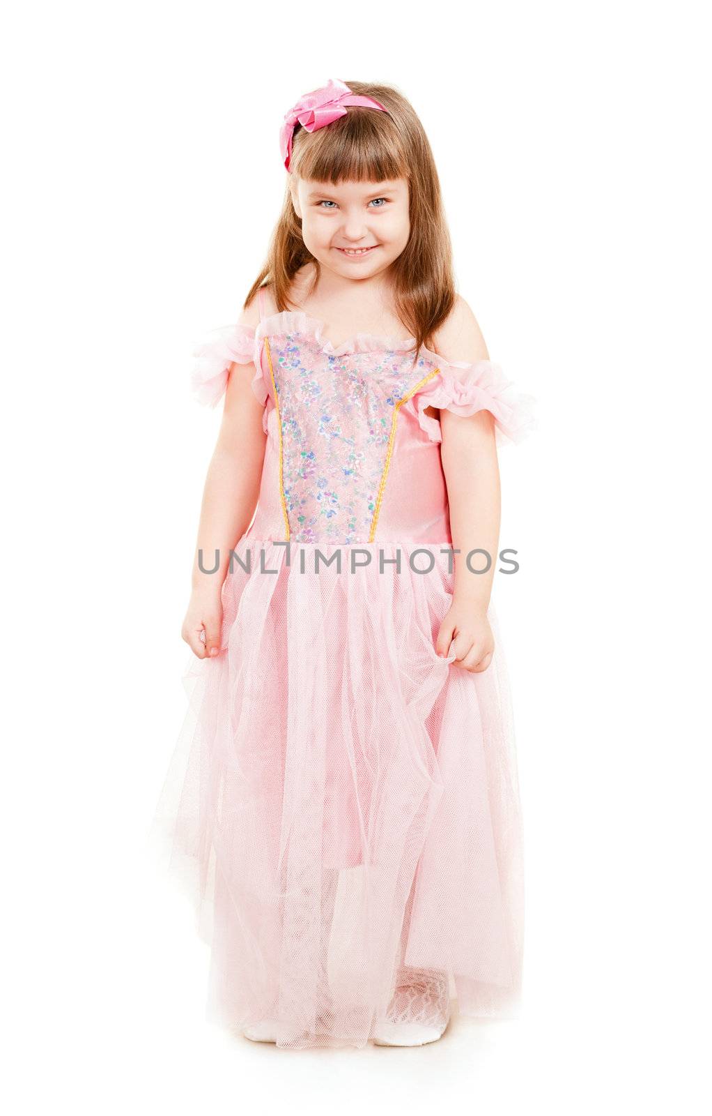 cute little girl isolated on white background