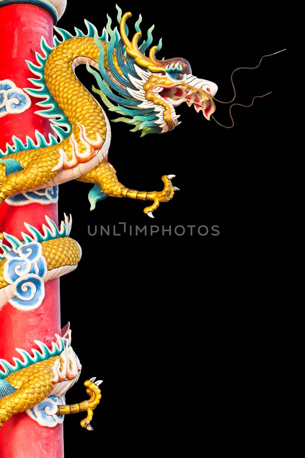dragon statue isolated in chinese temple by tungphoto