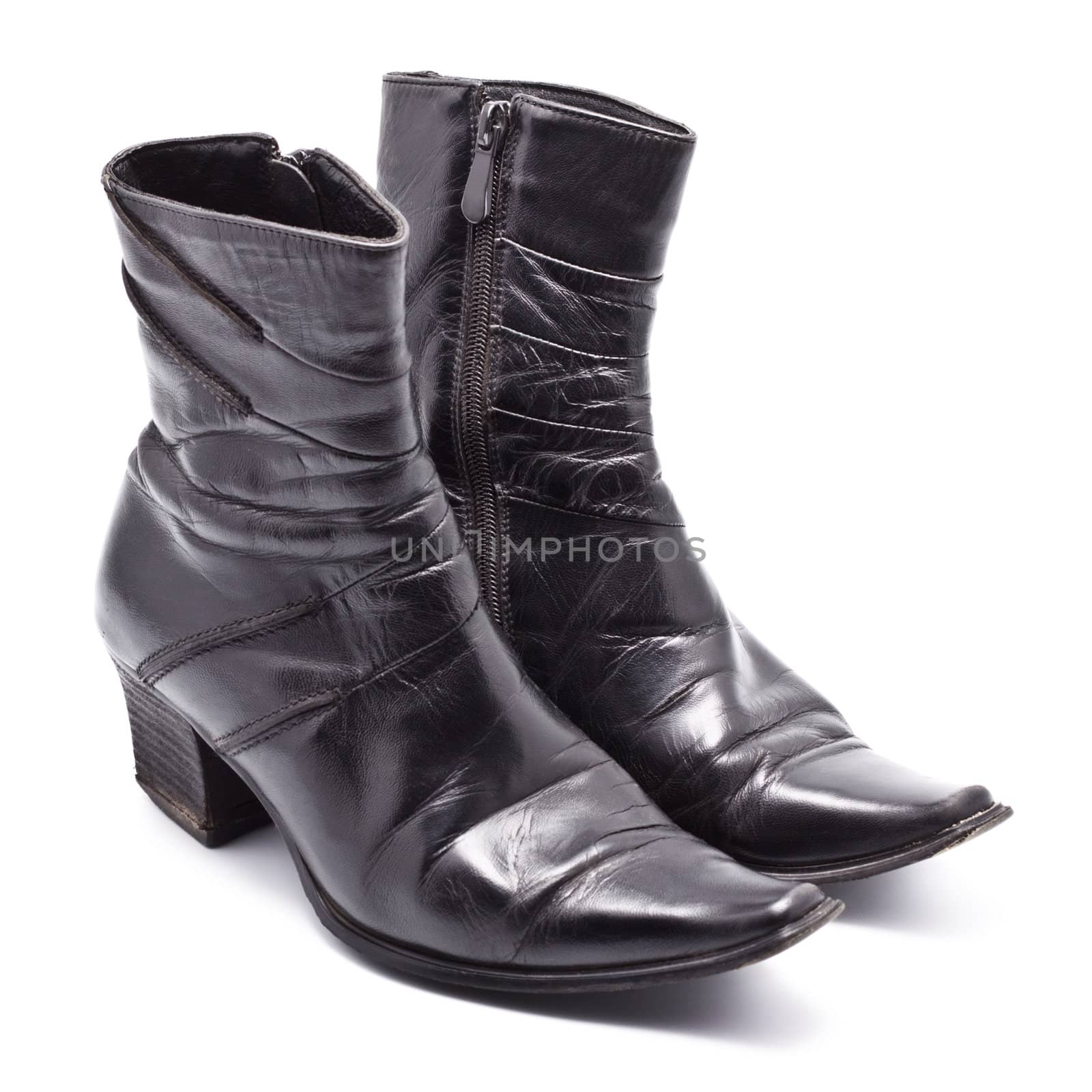 Black Leather Female Boots by petr_malyshev