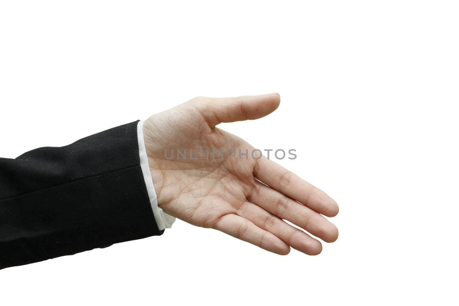 reach out one hand for shake hand