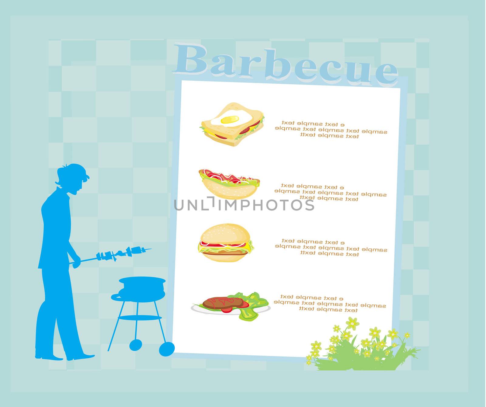 man cooking on his barbecue. Invitation