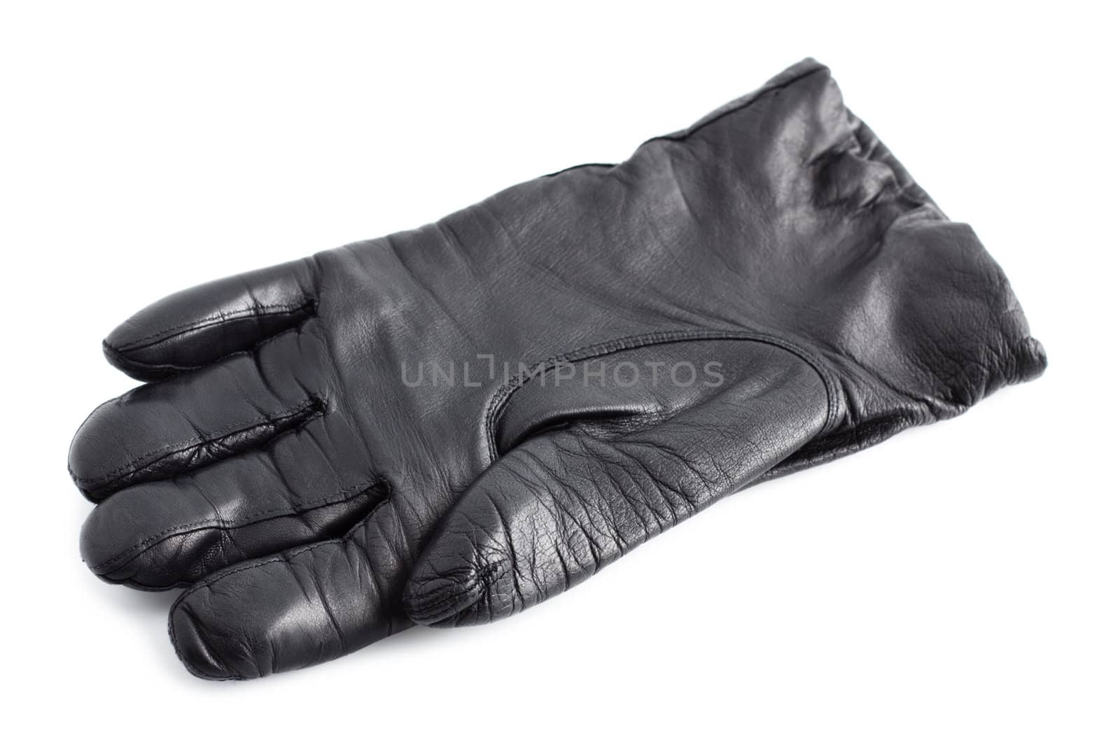 black female's leather glove isolated on white