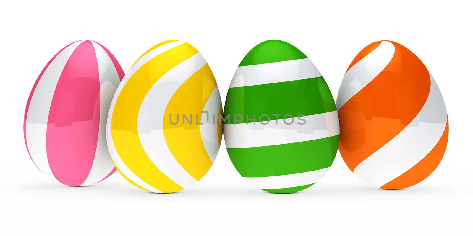 colorful easter eggs are standing in series