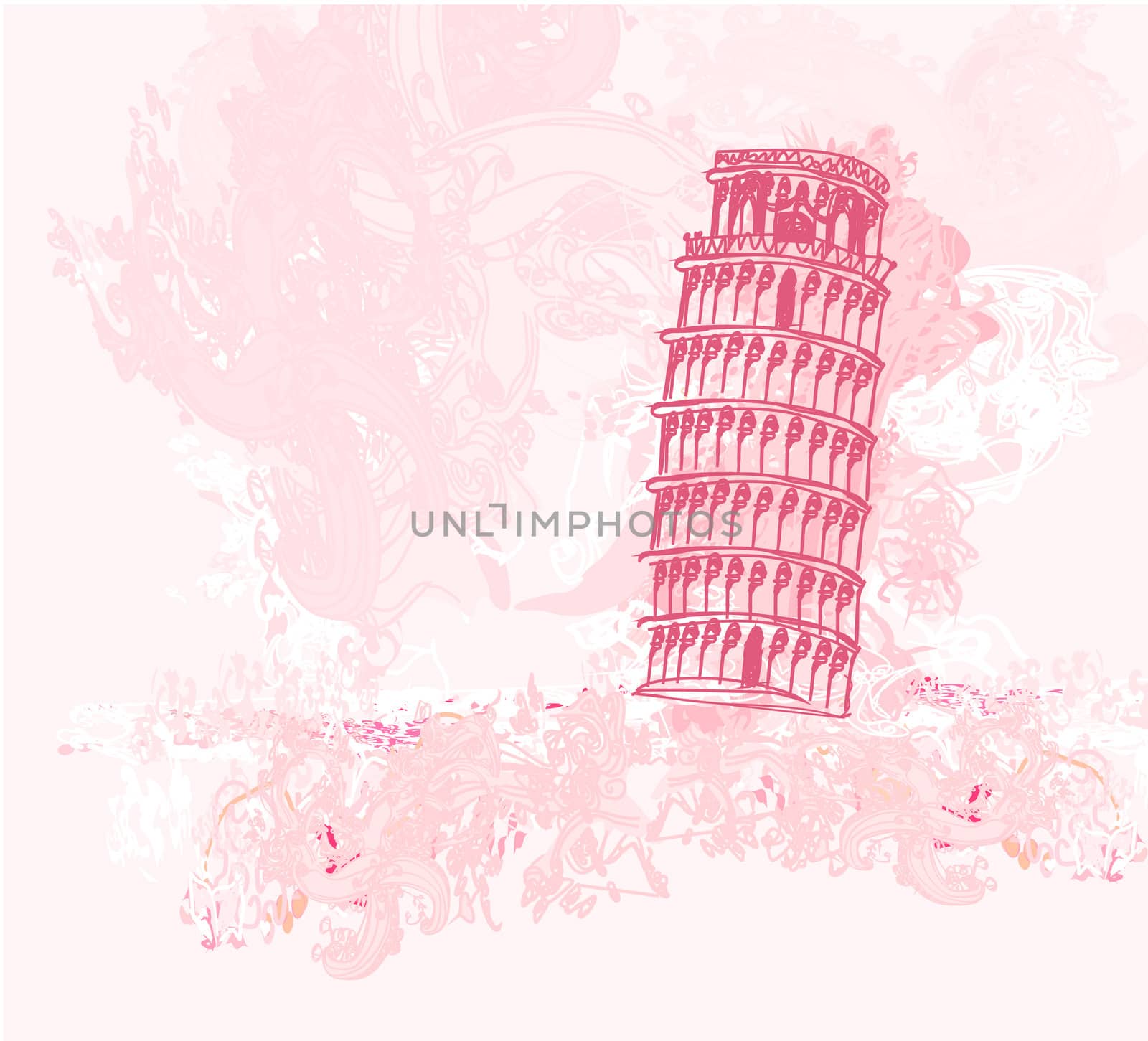 vector pisa tower grunge background