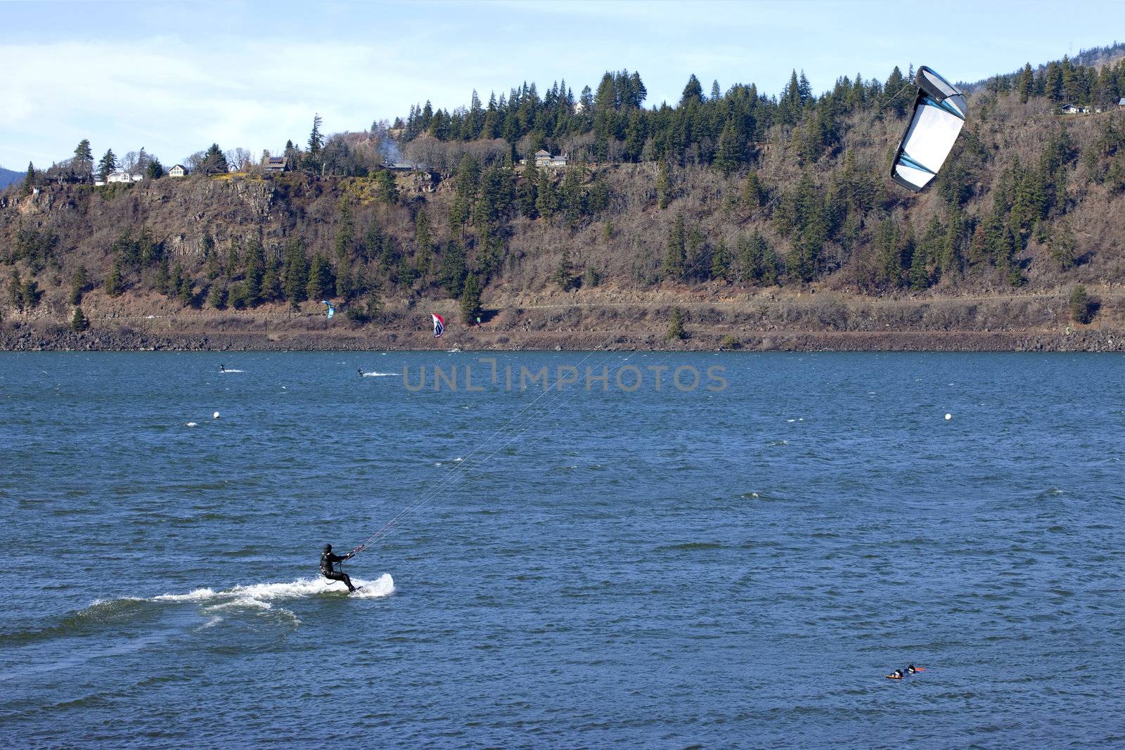 Wind surfing on the Columbia River, Hood River OR. by Rigucci