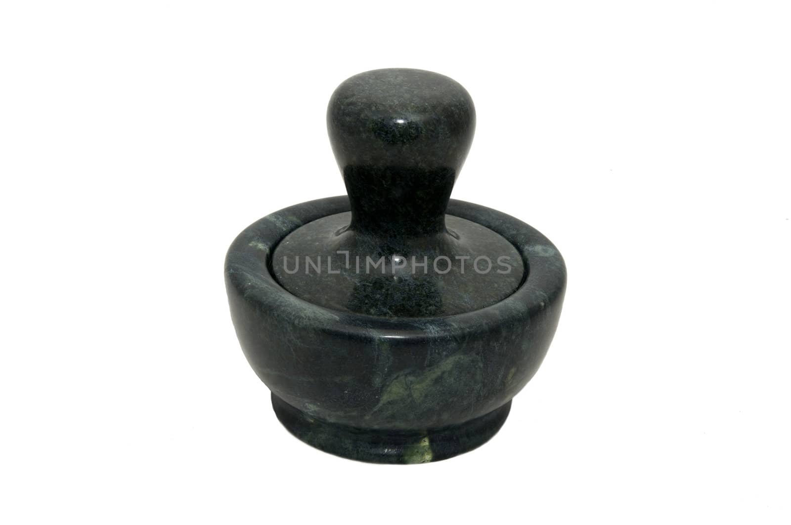 mortar for grinding of stone on a white background