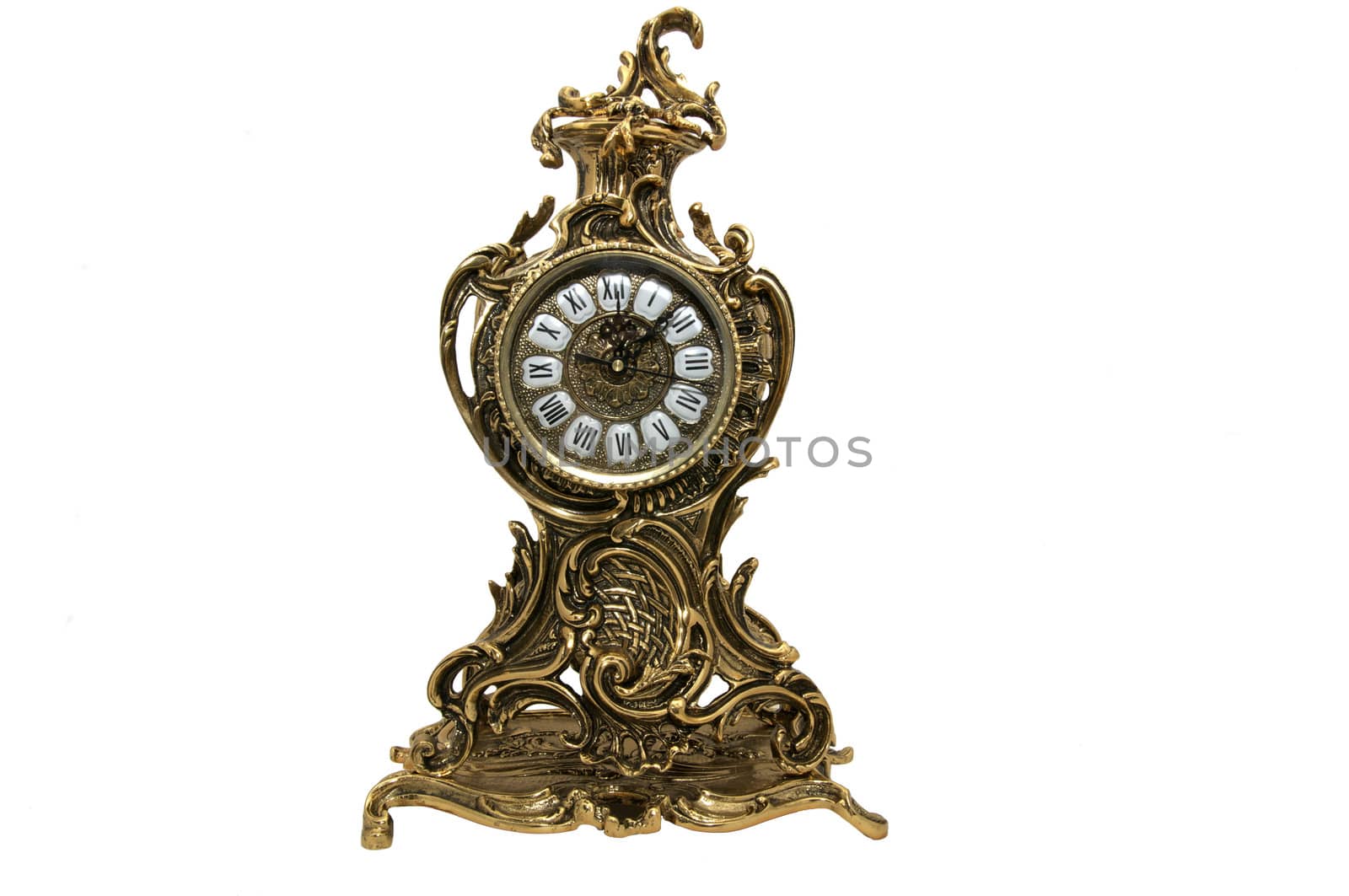 antique mantel clock on a white background
