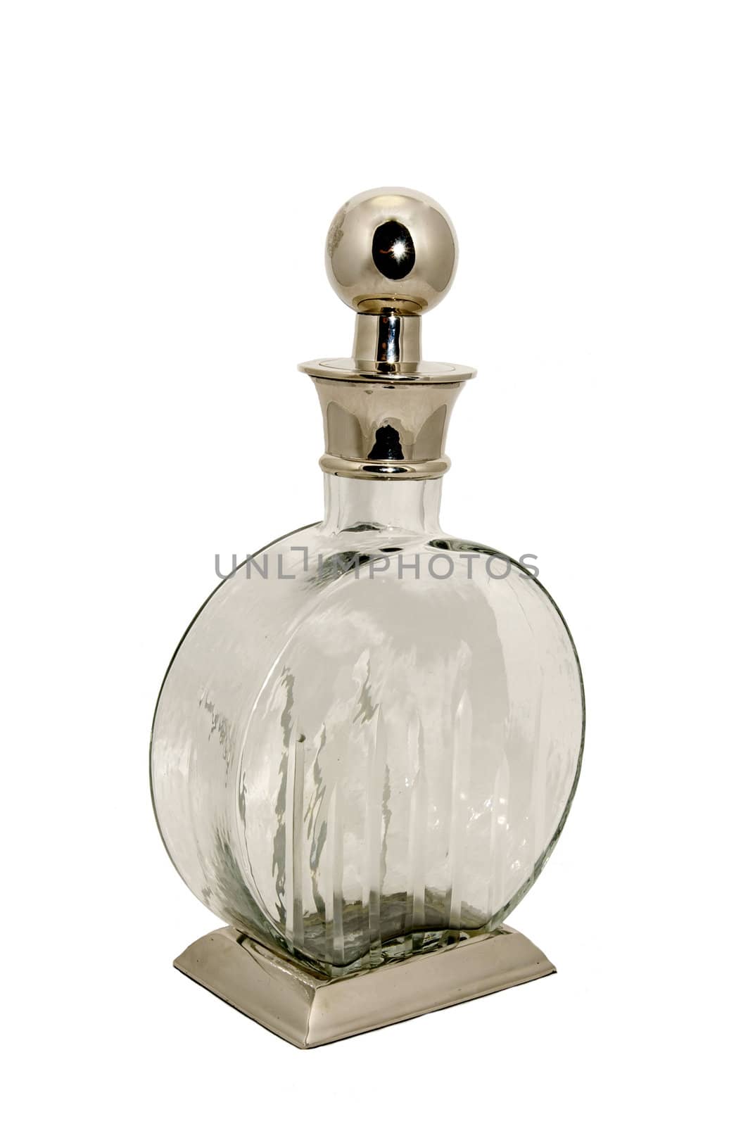a beautiful old glass bottle on a white background