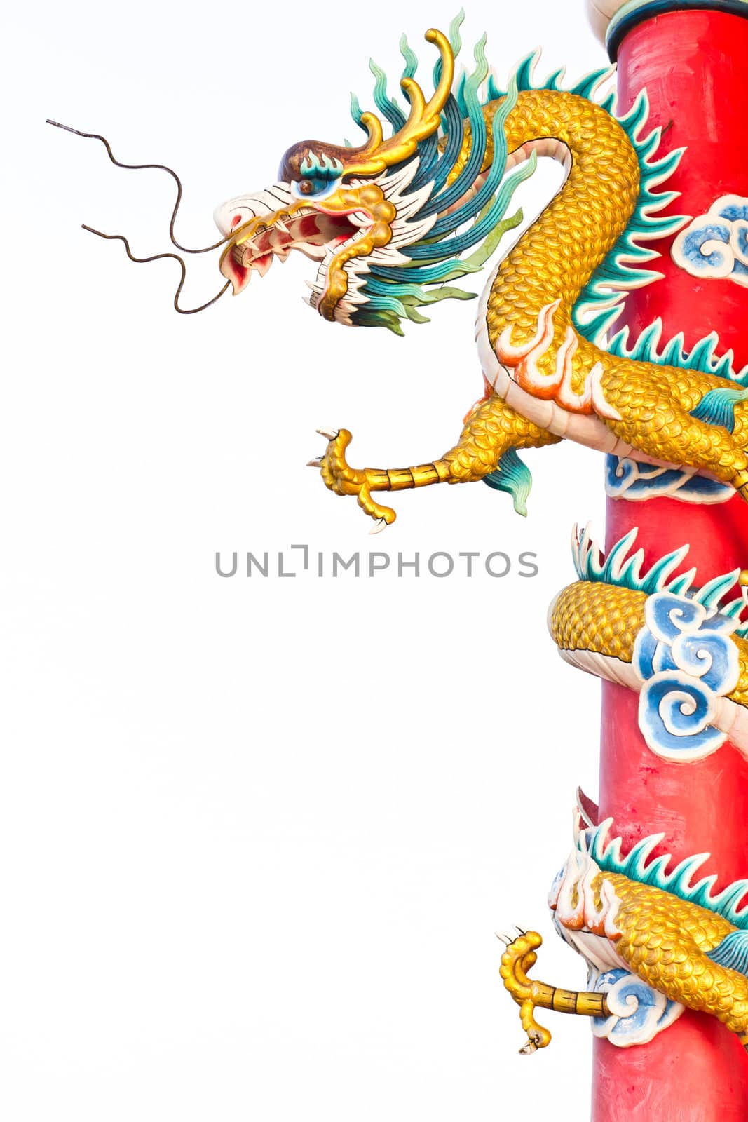 dragon statue isolated in chinese temple