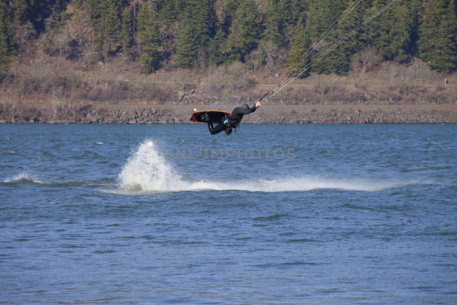 Wind surfer riding the wind, Hood river OR. by Rigucci