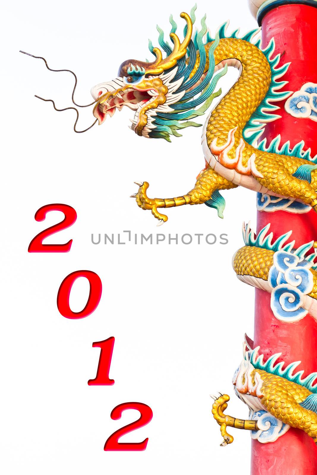 dragon statue and happy new year 2012