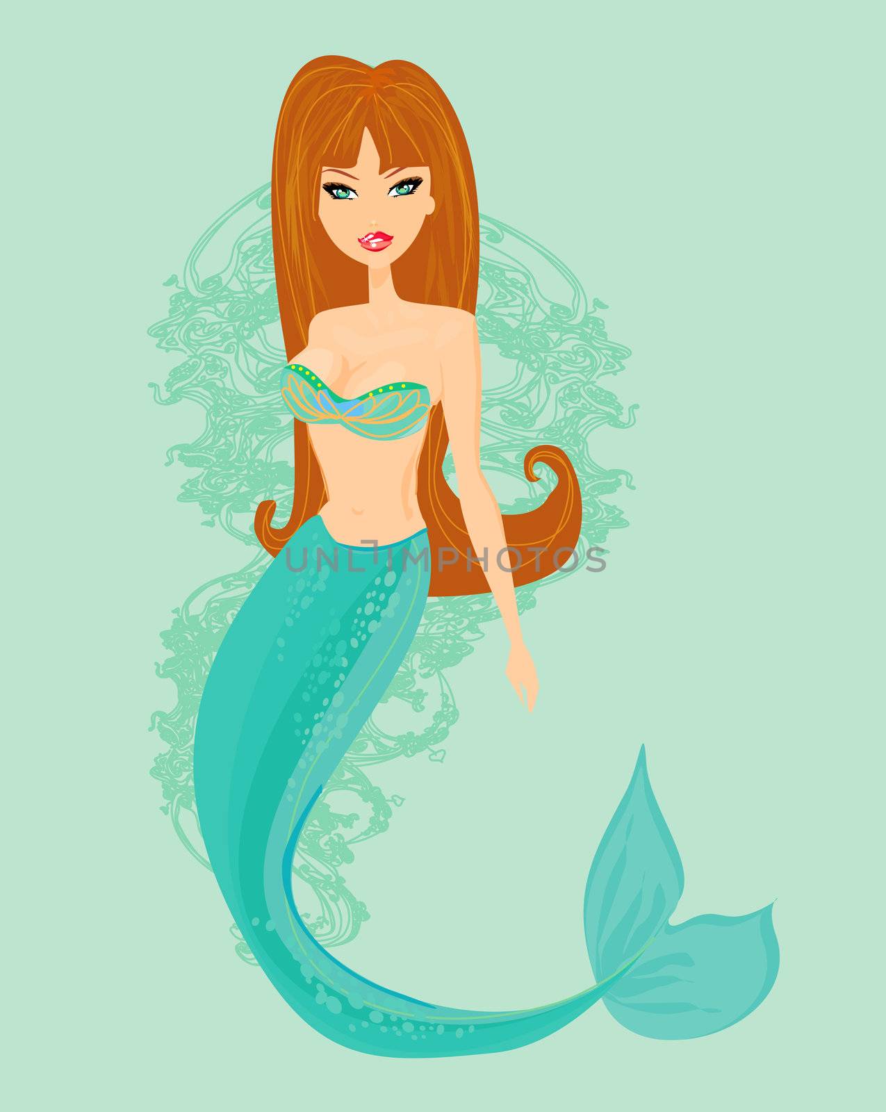 Illustration of a Beautiful mermaid