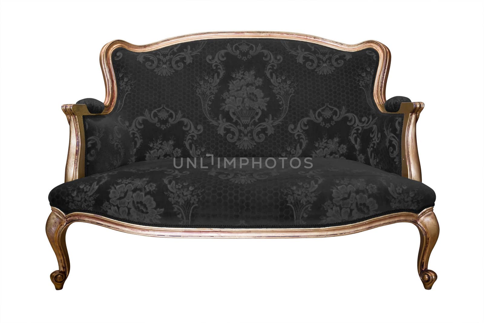 vintage black luxury armchair isolated with clipping path