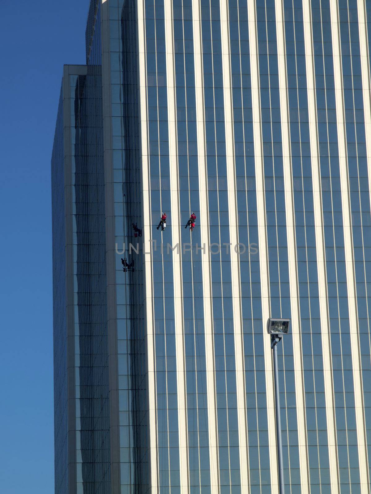 Window washers on a high rise building, Portland OR.