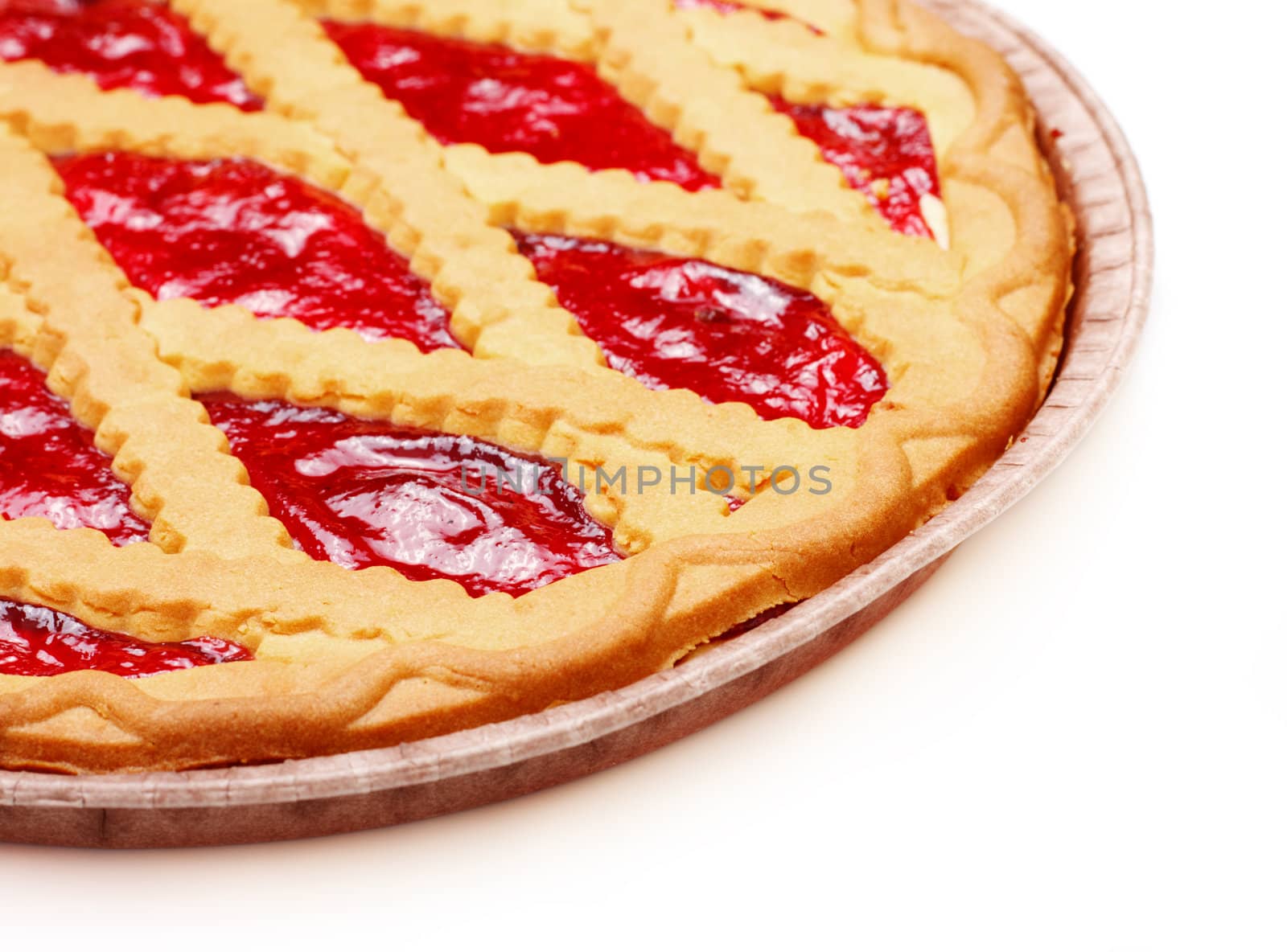 pie with cherry jam isolated on white