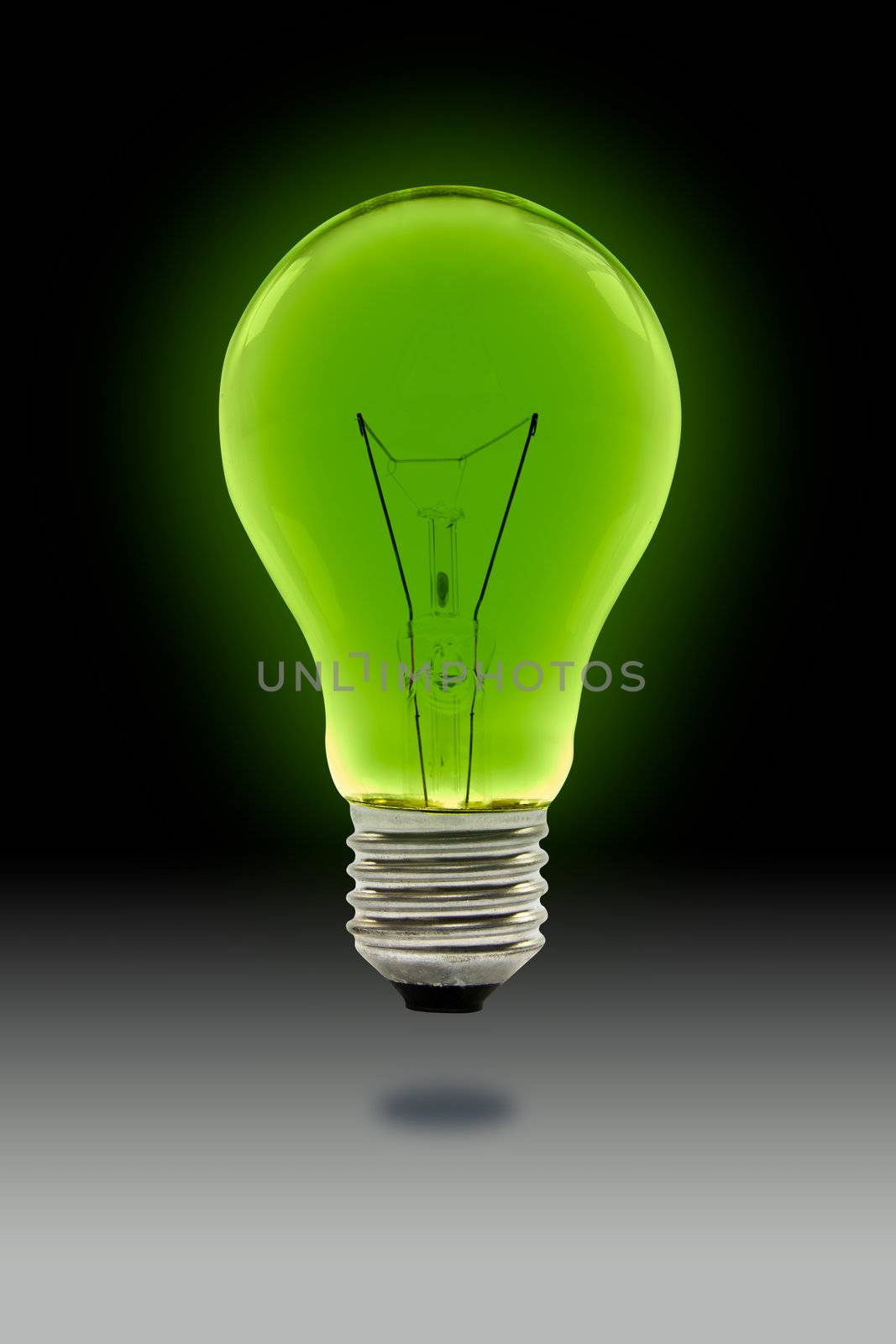 green light blub with clipping path
