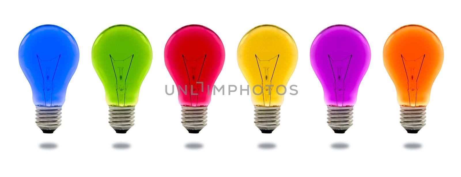 colorful light bulb isolated on white background