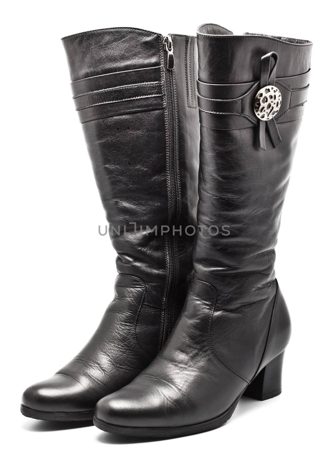 Black Leather Female Boots by petr_malyshev