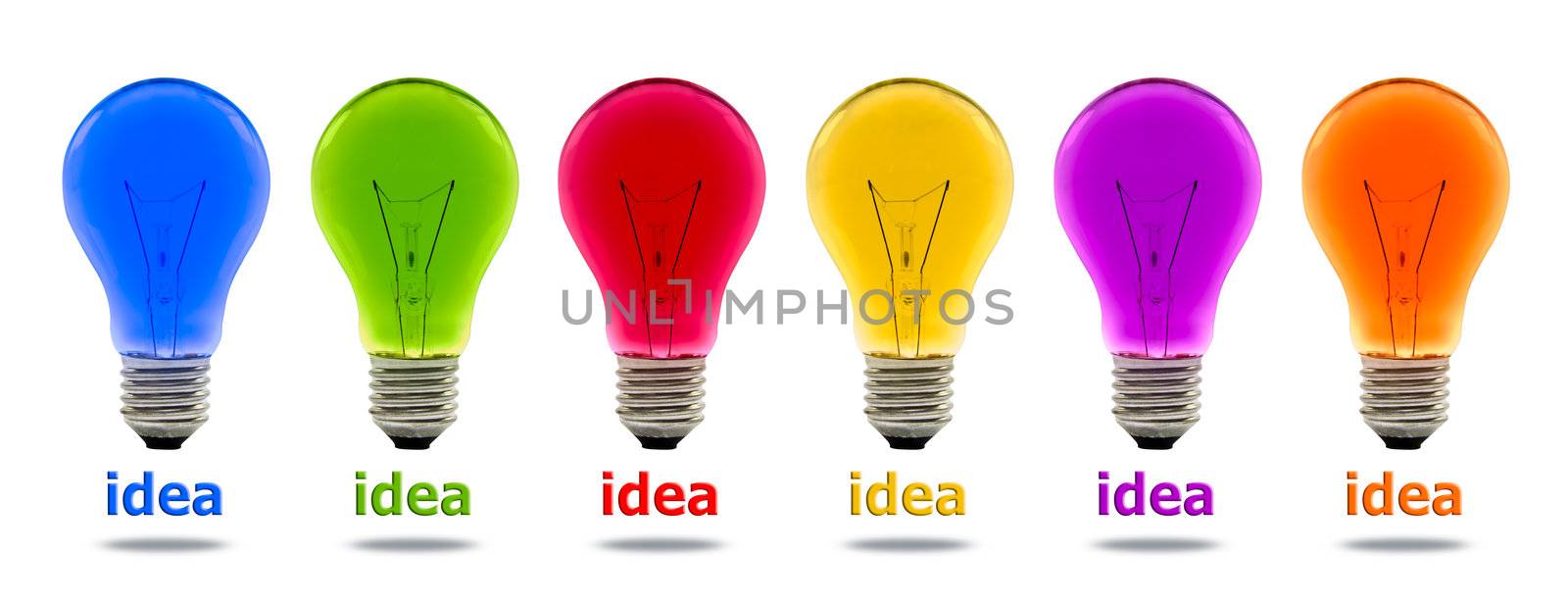 colorful idea light bulb isolated by tungphoto