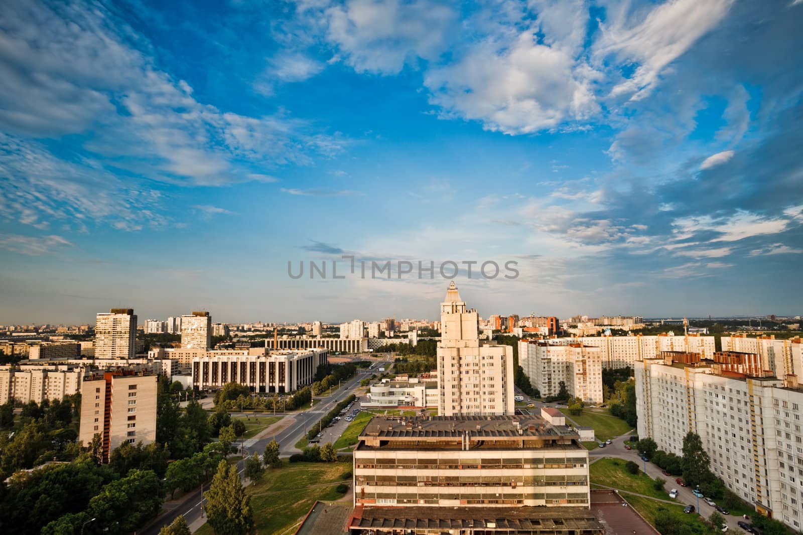 aerial view of the city of Saint Petersburg