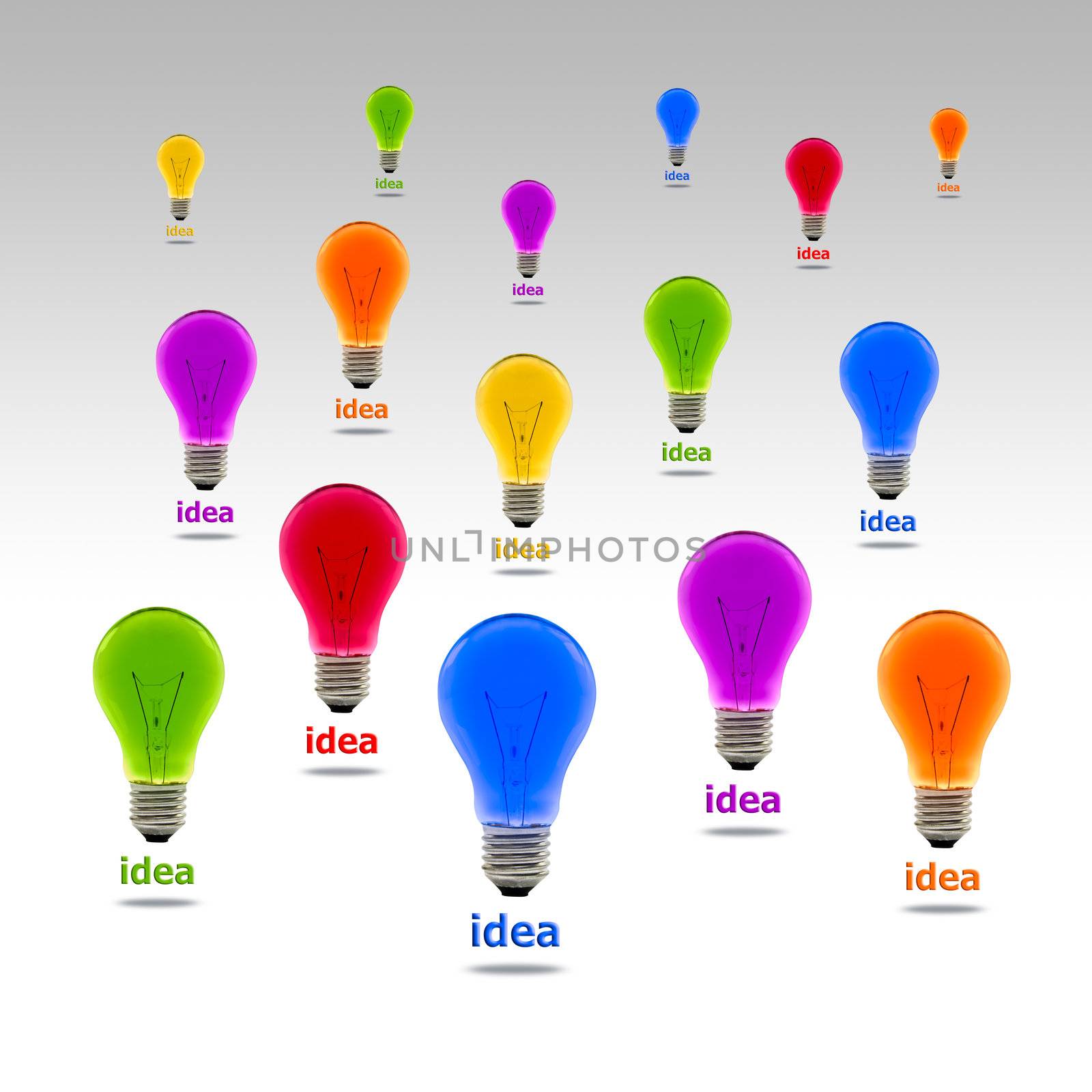 colorful idea light bulb  by tungphoto