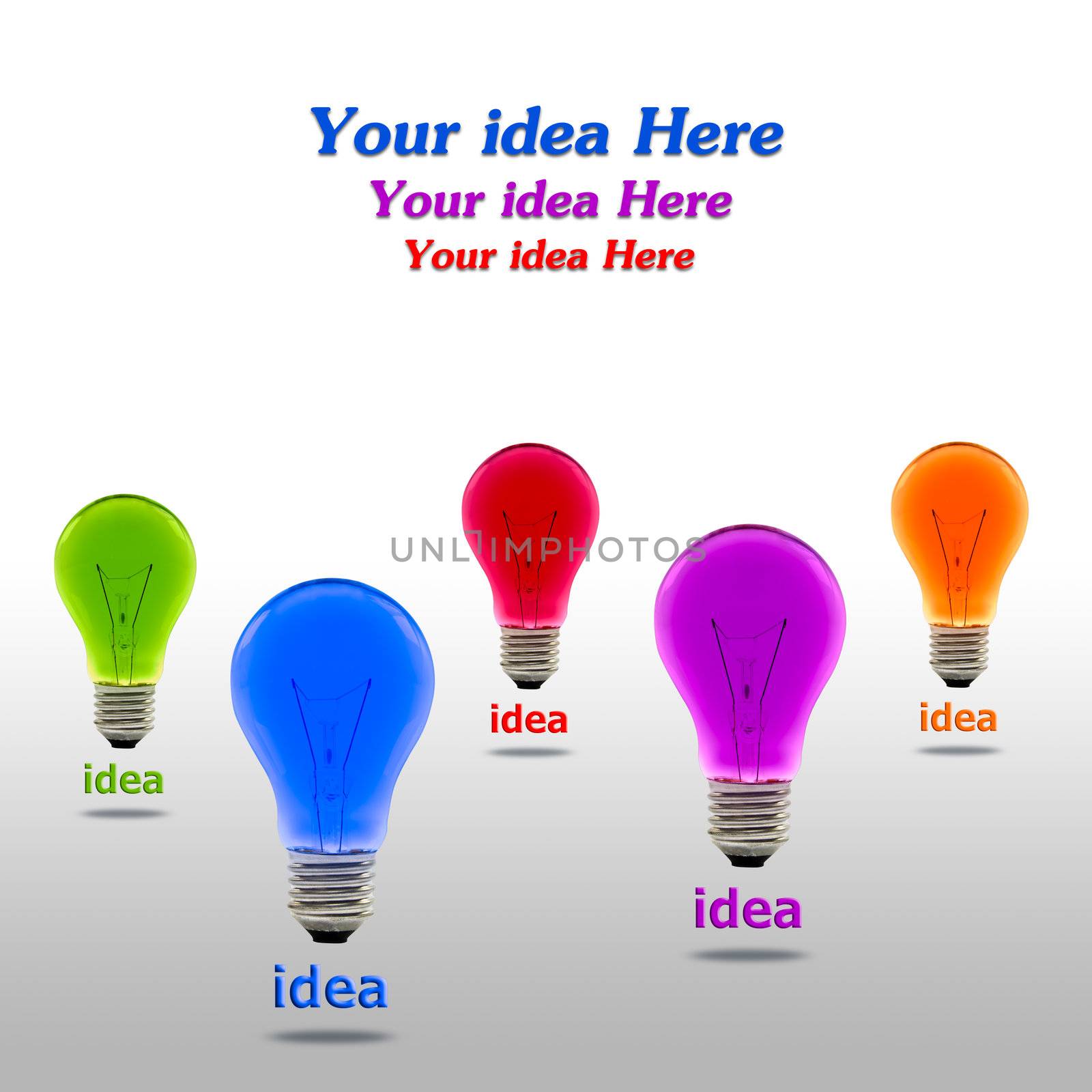 colorful idea light bulb  by tungphoto