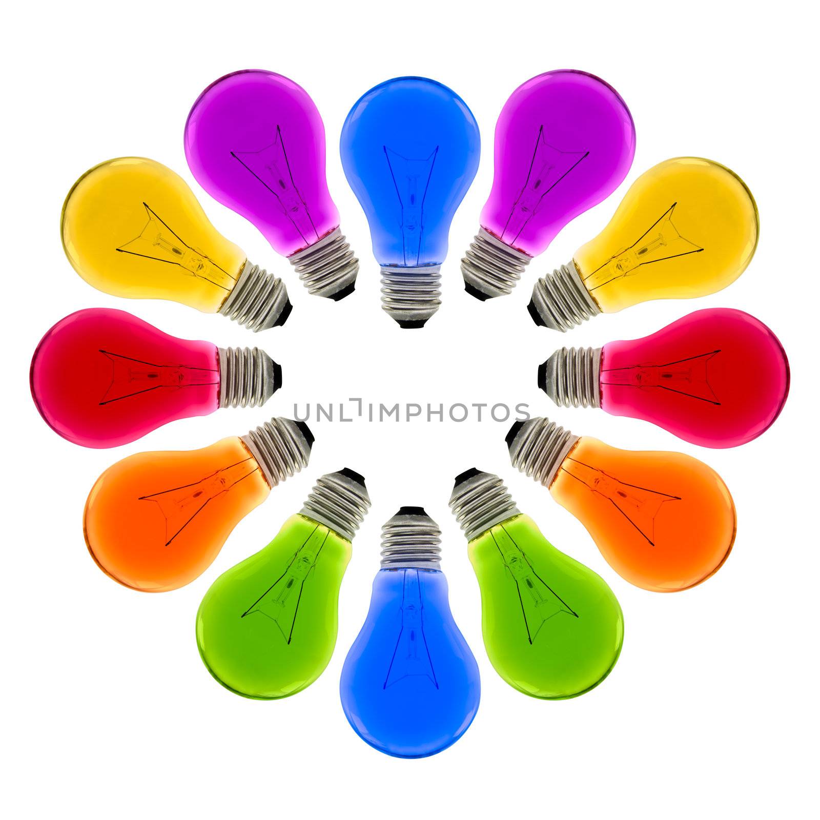 colorful light bulb heart shape by tungphoto