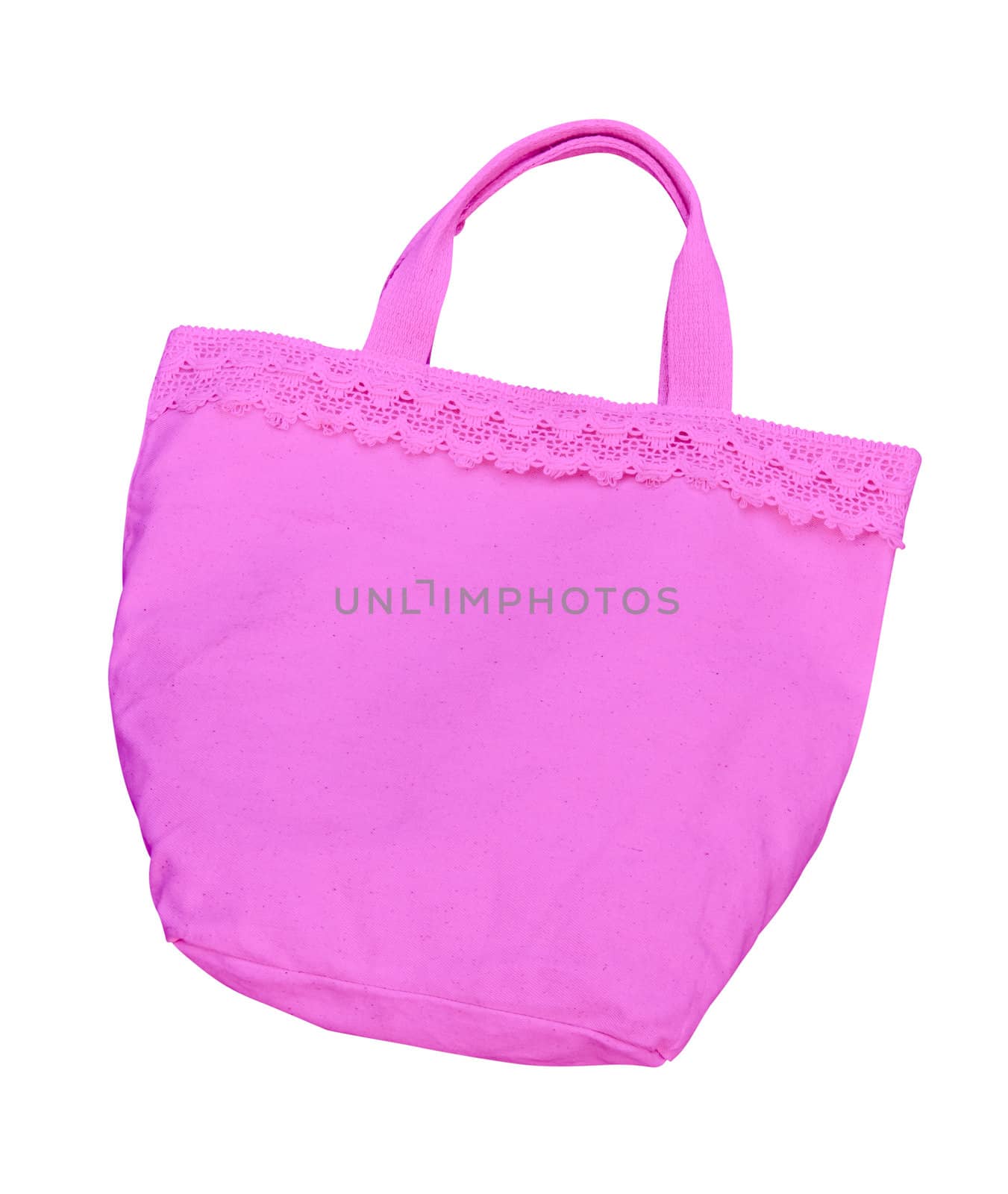 pink cotton bag isolated with clipping path by tungphoto
