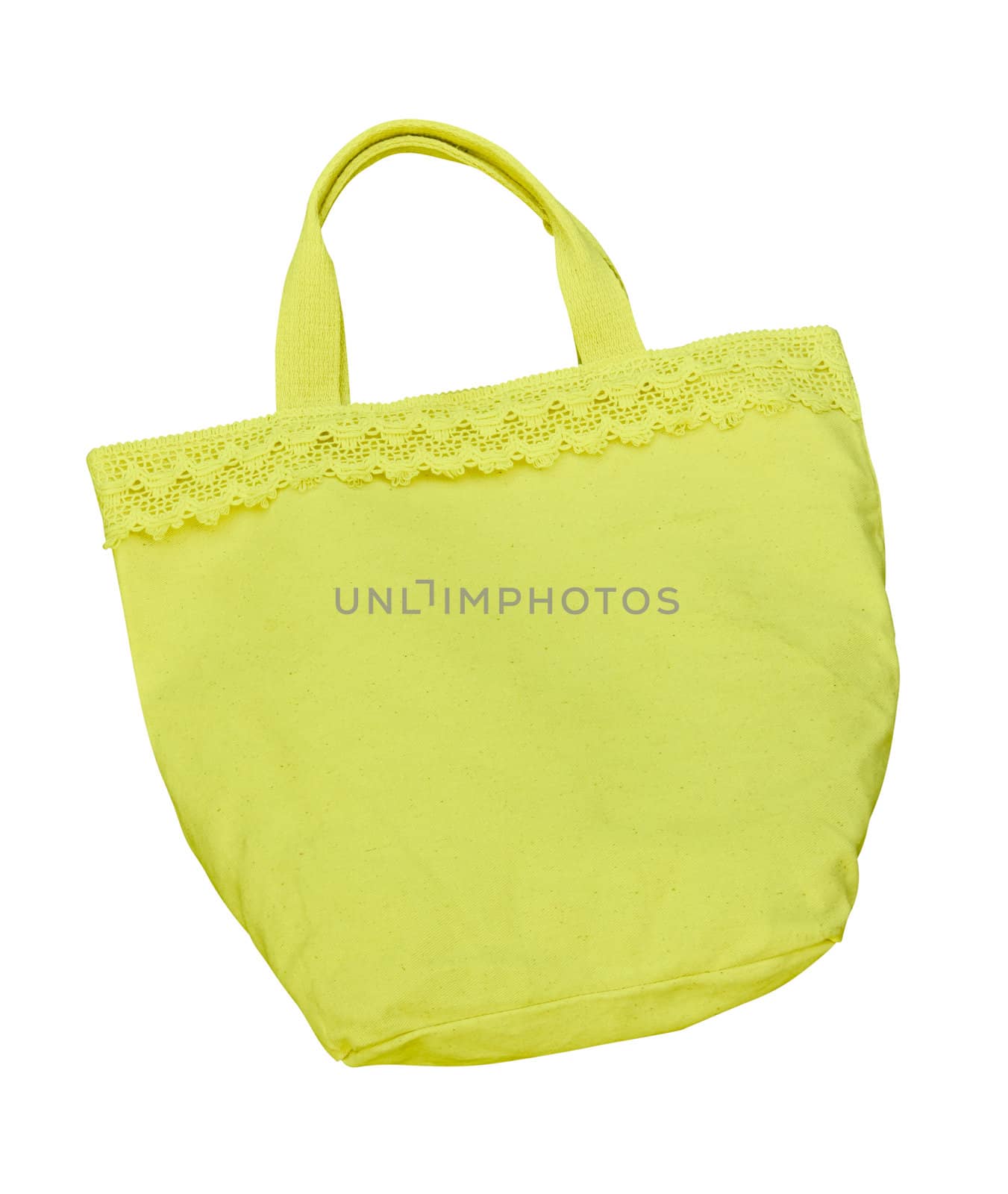 yellow cotton bag isolated with clipping path by tungphoto