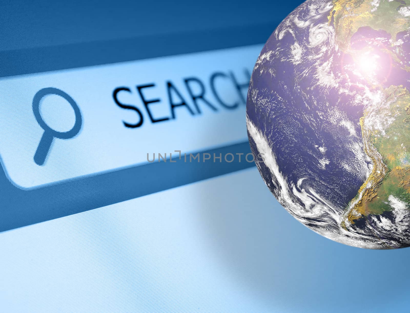 Web Concept - World Globe on Blank Web Site. Source image of Earth courtesy of NASA - terms of use: http://visibleearth.nasa.gov/useterms.php