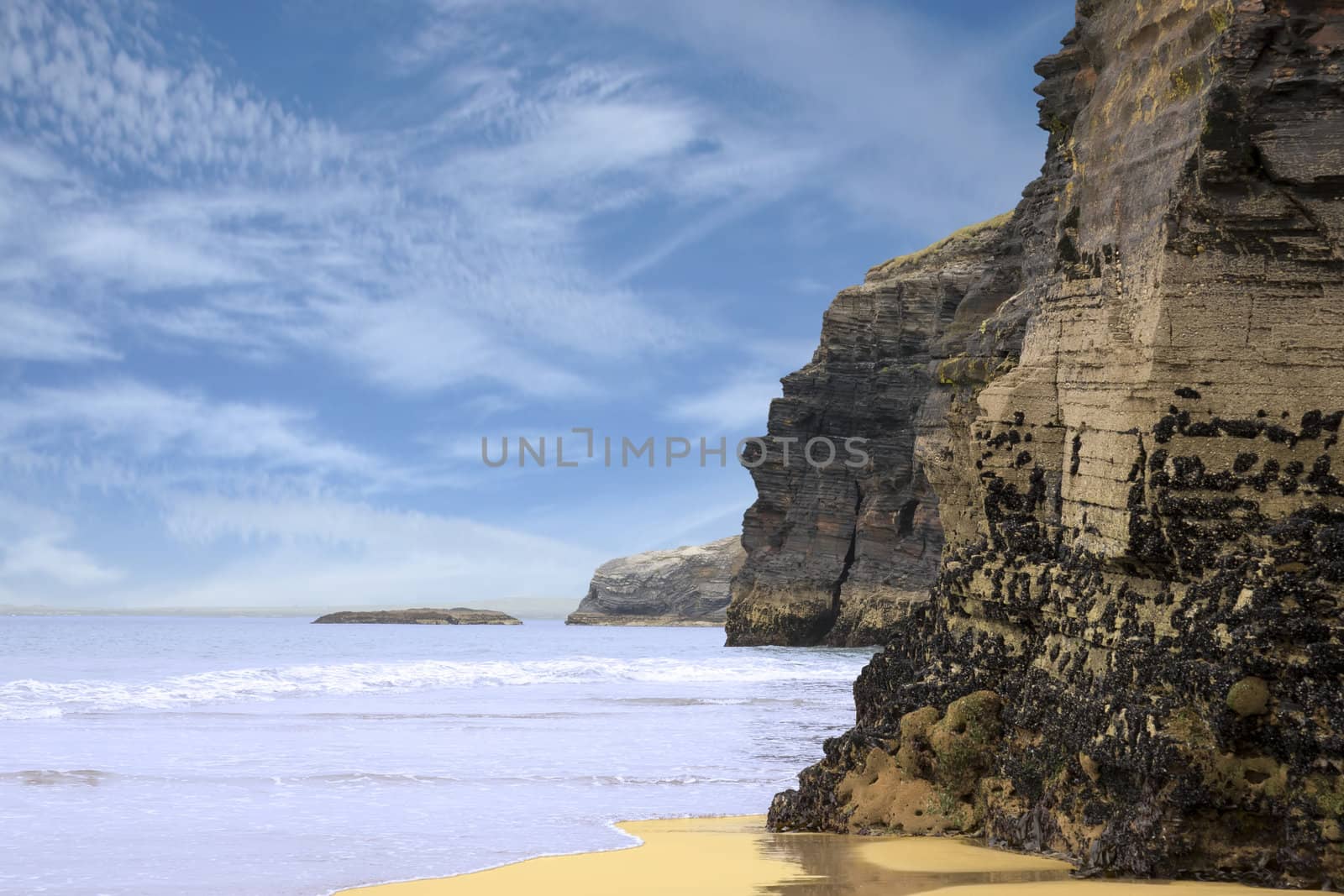 ancient cliffs on the coastal beach in ballybunion county kerry ireland