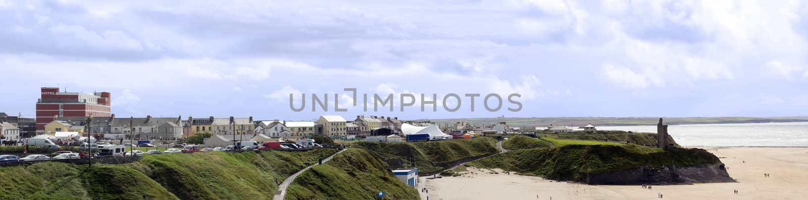 ballybunion in summer with panaramic view of the town and beach