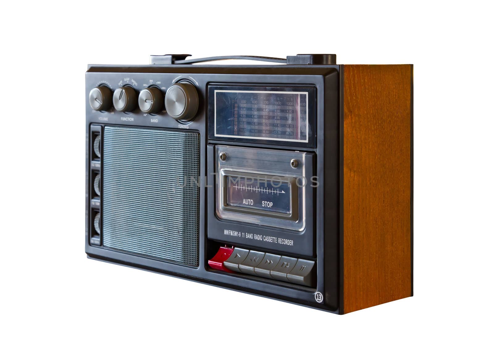 vintage radio and cassette player isolated with clipping path by tungphoto