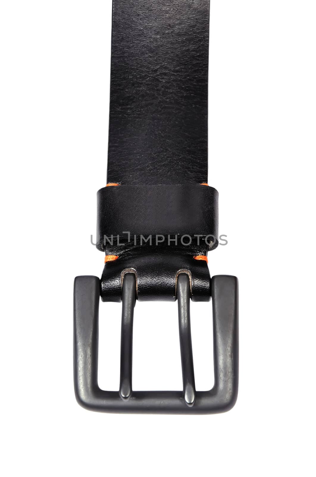 black leather strap on white background