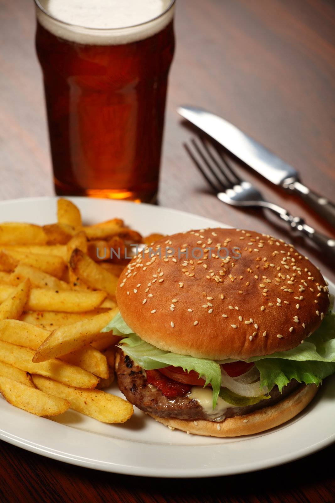 Burger and fries at a Pub by sumners