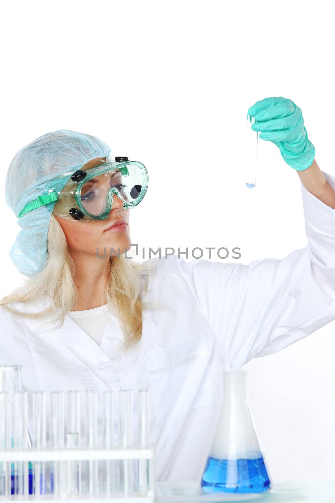Woman  conducting a chemical experiment