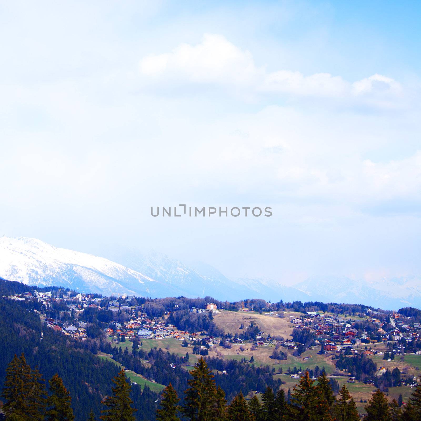 chalet in alpine mountains