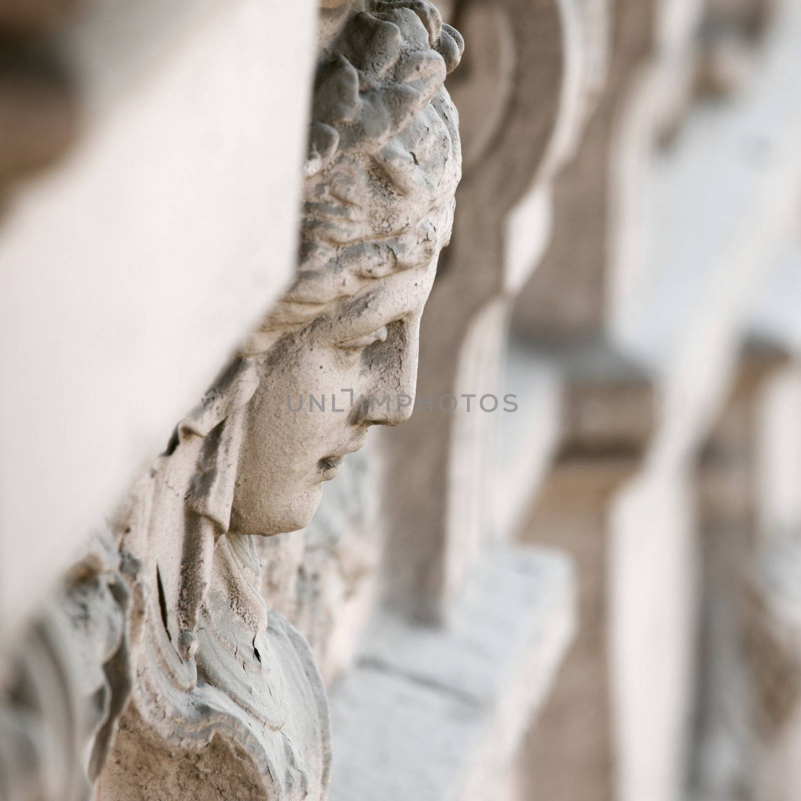 stone face high Deep of field background