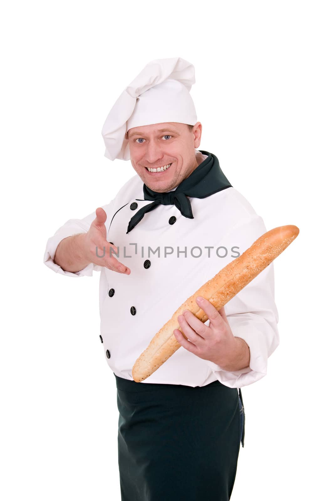 chif with loaf isolated on white background