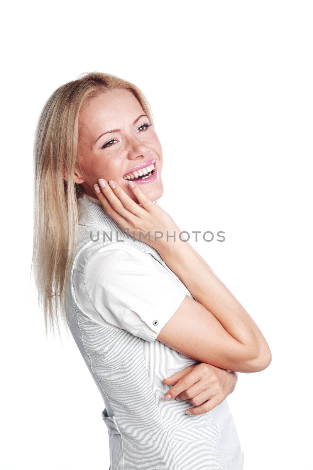 business woman on a white background