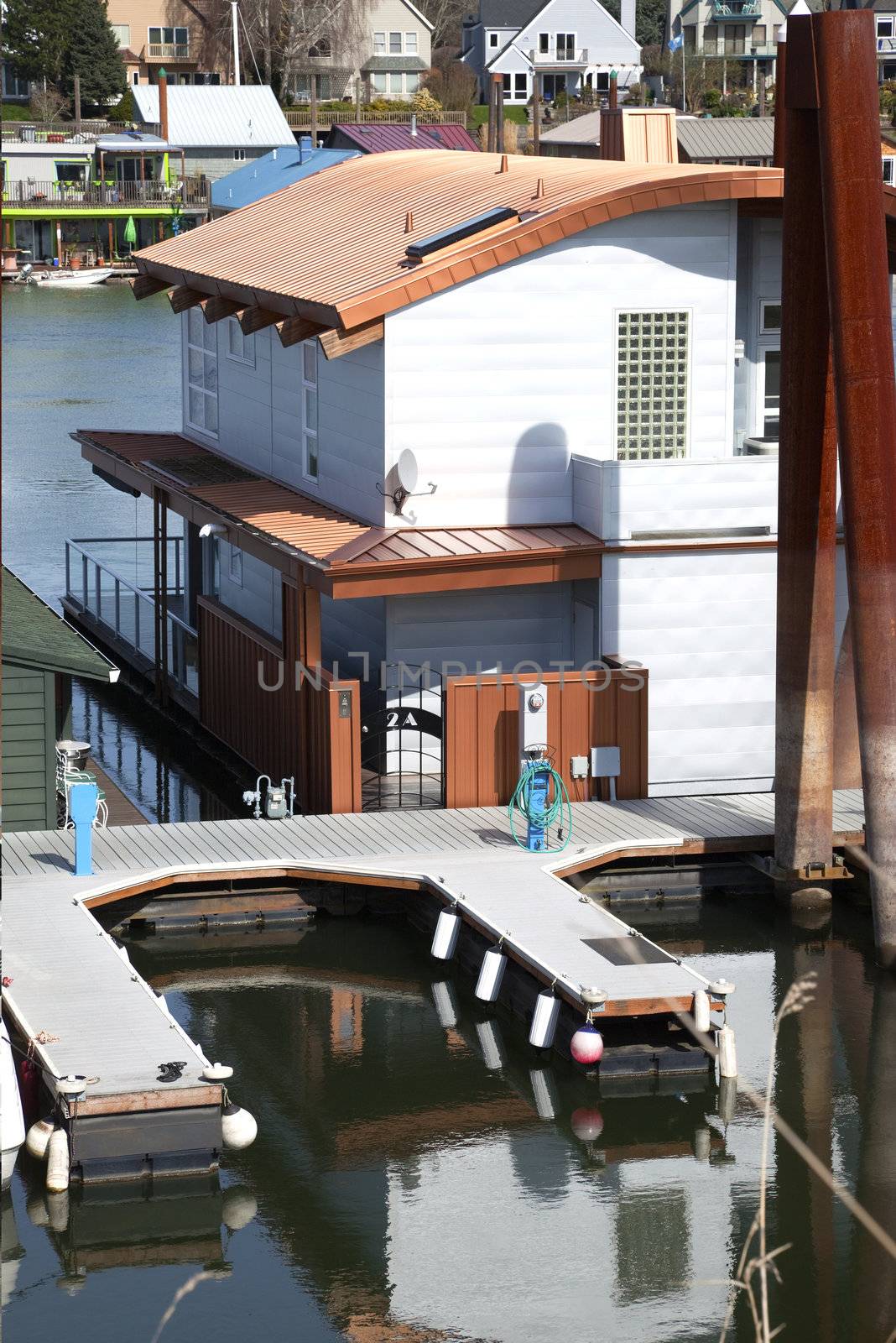 Floating homes and parking space, Portland OR.
