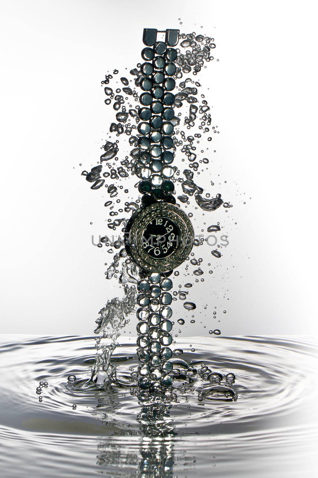 Wrist watch water splash necklace, high speed water splash