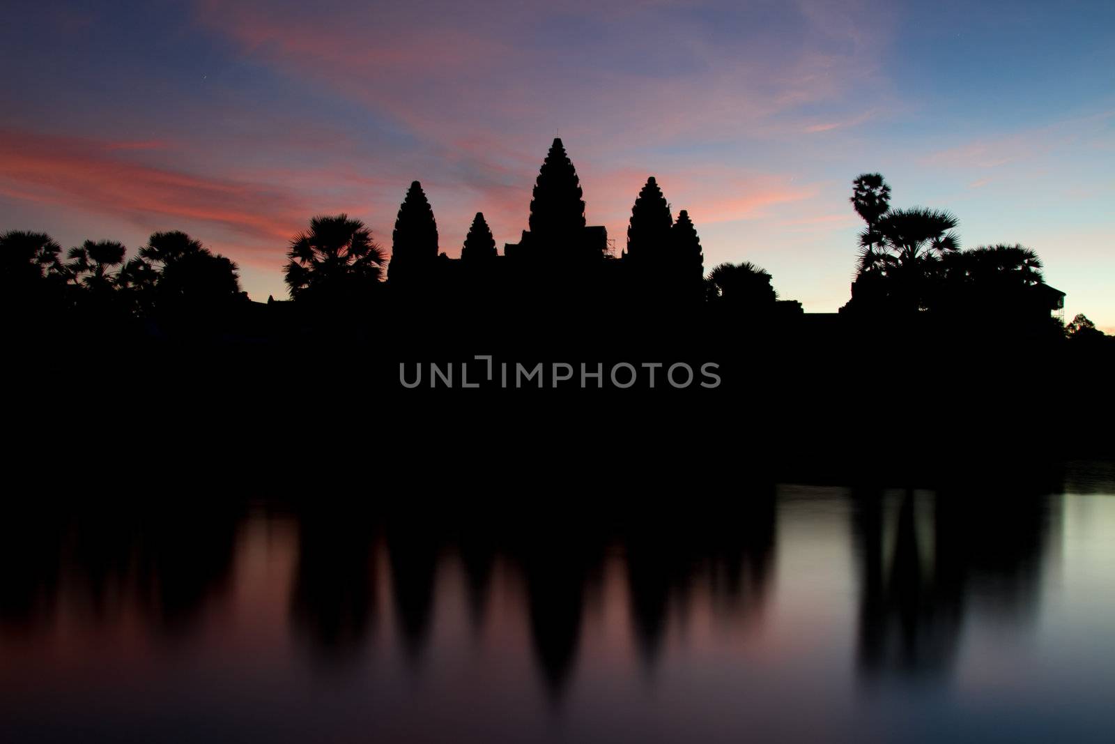 Sunrise at Angkor Wat temple in Cambodia