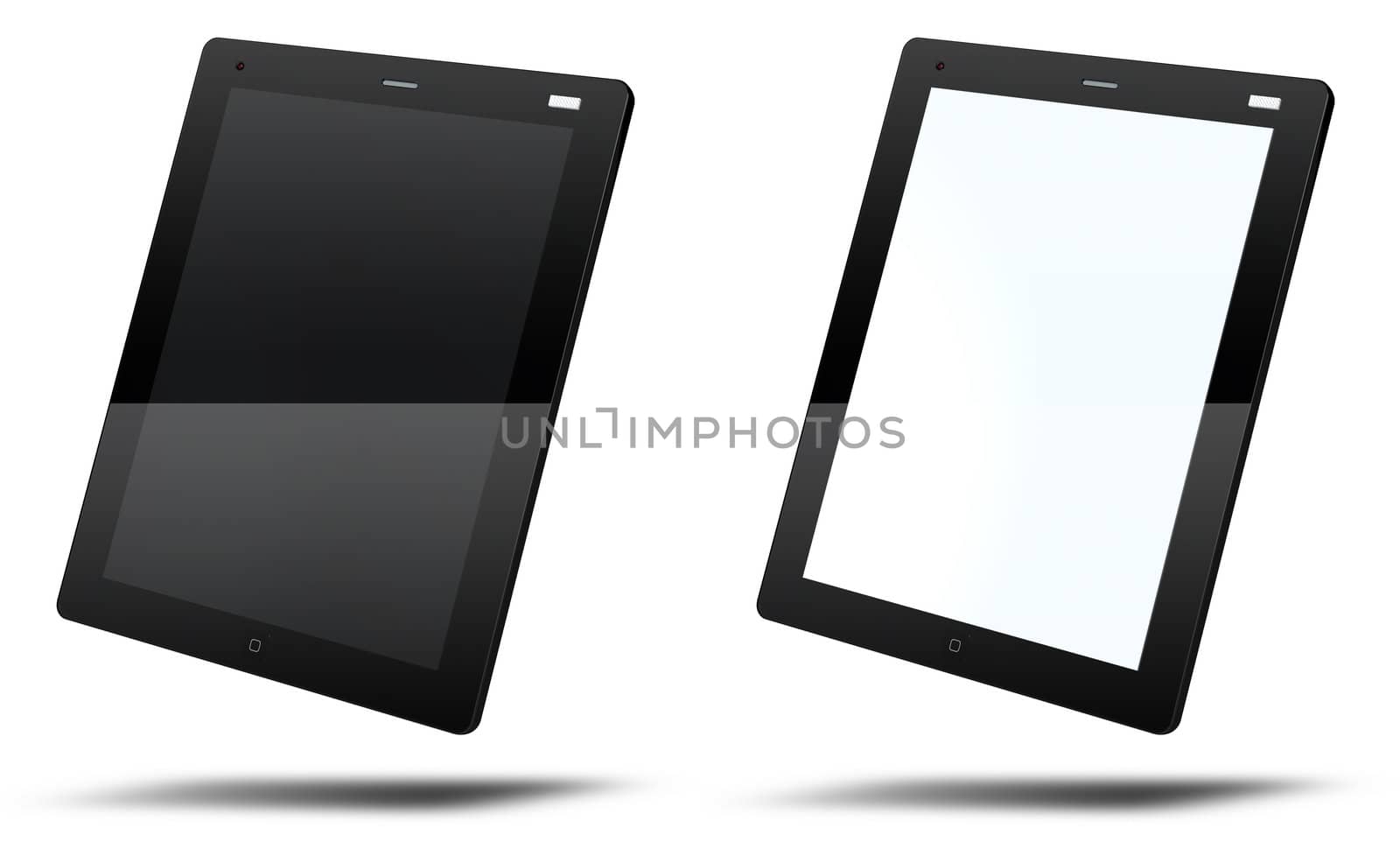 Black Tablet PC template. Two versions, on and off, to easily add new content on the screen of the tablet.