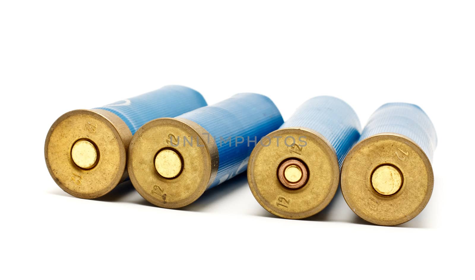 red shotgun cartridges isolated on white background